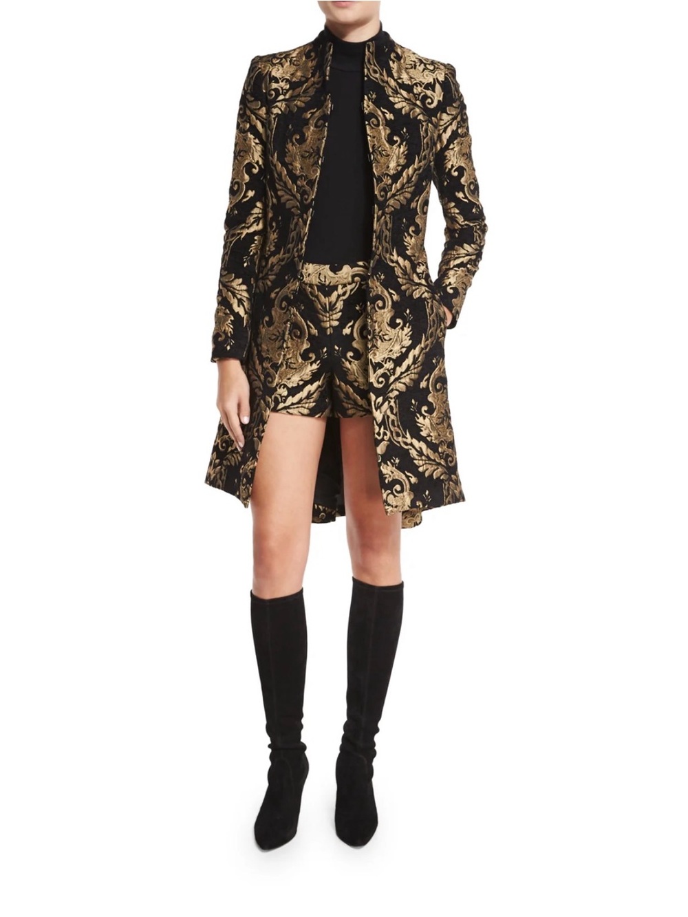 Alice + Olivia Black and Gold Brocade Jacket - Picture 6 of 11
